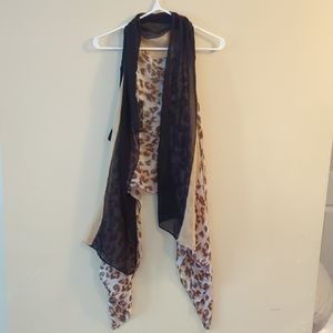 Chic Black and Brown Patterned Scarf / shall